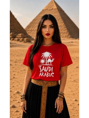 Vodexa Ünisex Oversize T-Shirt Arabia Baskılı %100 Pamuk Tişört Rahat Kalıp