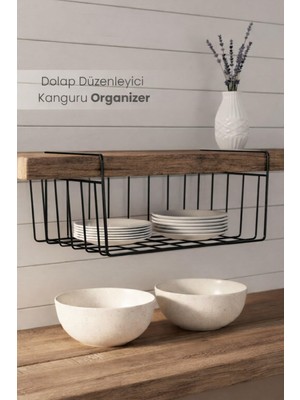 Sas Haus Dolap Düzenleyici Kanguru Organizer - Asılabilir Havlupan Düzenleyici Banyo Mutfak Düzenleyici, Siyah