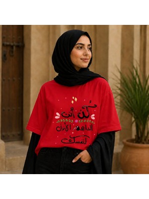 Vodexa Ünisex Oversize T-Shirt Destek Baskılı %100 Pamuk Tişört Rahat Kalıp