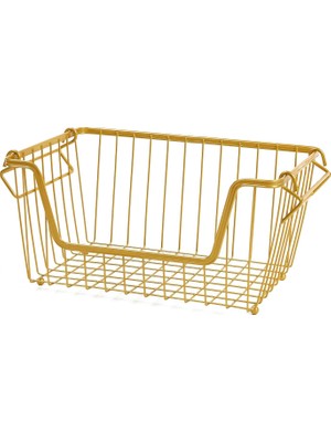 Ocean Home Textile Altın Renk Metal Sepet 32 x 22 x 16 cm