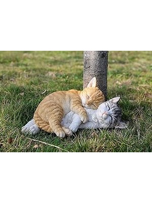 Hi- Line Gift 87757-K Turuncu ve Gri Tabbies Kedi Heykeli