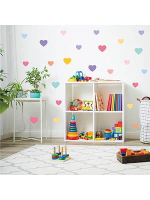Aputue Çocuk Duvar Çıkartmaları, 8 Sayfa Renkli Pvc Dıy, Ev Dekorasyonu Kalp Desenli, Kreş Bebek Odası Anaokulu Için Çıkarılabilir Kendinden Yapışkanlı Eğitici Eğlenceli Sticker Seti