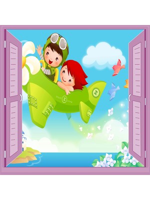 Çocuk Odası Bebek Odası Pencere Poster Duvar Kağıdı Pilot