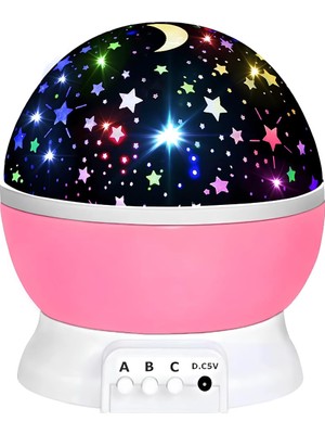 Jouis Gece Lambası Star Master Masa Lambası, Gökyüzü Projeksiyon Gece Lambası, Yıldızlı Gece Lambası, Dekoratif ve Şık Tasarım (Pembe)