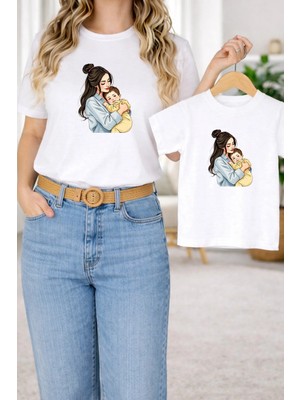 Vodexa Tişört Anne Kız Çocuk Kombin Oversize – Anne & Çocuk Twin Baskılı T-Shirt