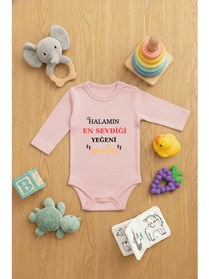 Vodexa Bebek Zıbın Çıtçıtlı Body %100 Pamuk Halamın En Sevdiği Yeğeni Baskılı