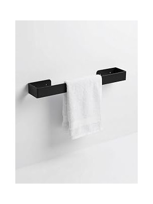 Orret Home 40 cm Yapışkanlı Havlu Askısı Metal Havluluk Delmeden Montaj Banyo Havlu Askılığı Mutfak Havlu Tutucu Lavabo Yanı Havlu Askısı Siyah Duvar Havluluk (Siyah)