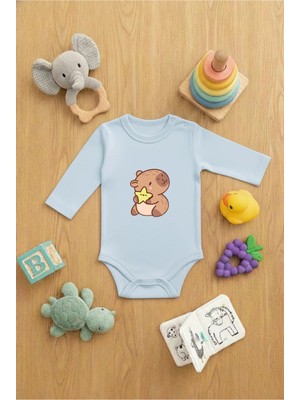 Vodexa Bebek Zıbın Çıtçıtlı Body %100 Pamuk Capybara Baskılı