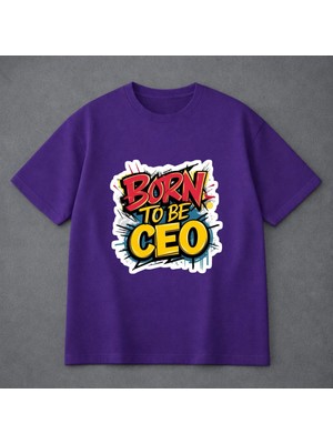 Vodexa Ünisex Oversize T-Shirt Born Ceo Baskılı %100 Pamuk Tişört Rahat Kalıp