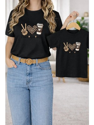 Vodexa Tişört Anne Kız Çocuk Kombin Oversize – Anne & Çocuk Twin Baskılı T-Shirt