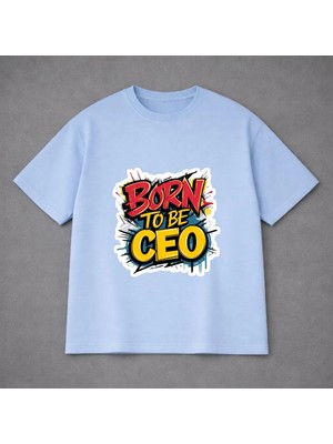 Vodexa Ünisex Oversize T-Shirt Born Ceo Baskılı %100 Pamuk Tişört Rahat Kalıp