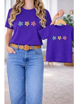 Vodexa Tişört Anne Kız Çocuk Kombin Oversize – Anne & Çocuk Twin Baskılı T-Shirt