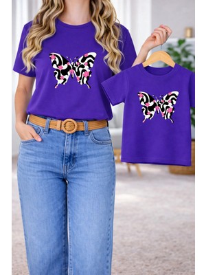 Vodexa Tişört Anne Kız Çocuk Kombin Oversize – Anne & Çocuk Twin Baskılı T-Shirt