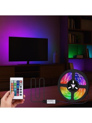 Monitör ve Tv Arkası 3 Metre Rgb Şerit LED Seti - Cata USB Bağlantılı, Uzaktan Kumandalı, 352 Renk Seçenekli Ambiyans Aydınlatma, Göz Yormayan LED Işık Sistemi
