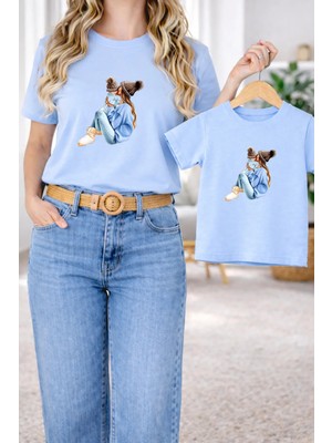 Vodexa Tişört Anne Kız Çocuk Kombin Oversize – Anne & Çocuk Twin Baskılı T-Shirt
