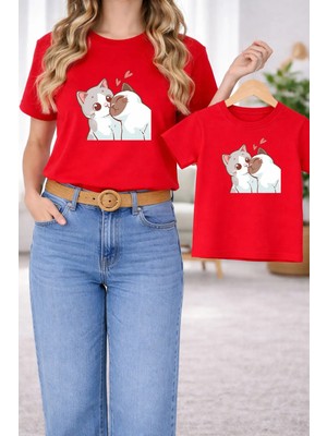 Vodexa Tişört Anne Kız Çocuk Kombin Oversize – Anne & Çocuk Twin Baskılı T-Shirt