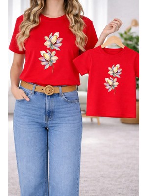 Vodexa Tişört Anne Kız Çocuk Kombin Oversize – Anne & Çocuk Twin Baskılı T-Shirt