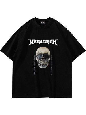 Tarzsokak Adrift Megadeth Baskılı Siyah Unisex Oversize