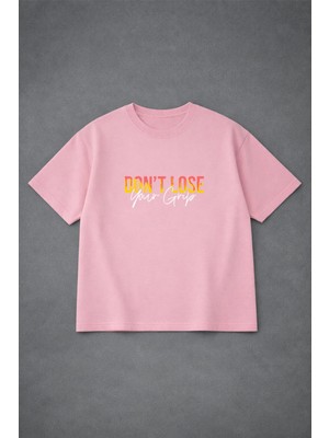 Vodexa Ünisex Oversize T-Shirt Dont Lose Baskılı %100 Pamuk Tişört Rahat Kalıp