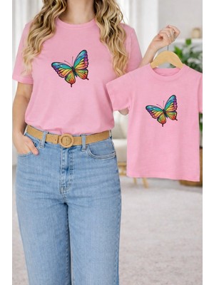 Vodexa Tişört Anne Kız Çocuk Kombin Oversize – Anne & Çocuk Twin Baskılı T-Shirt