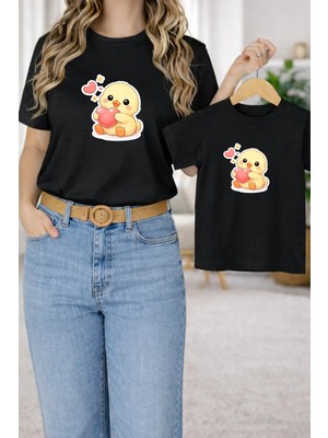 Vodexa Tişört Anne Kız Çocuk Kombin Oversize – Anne & Çocuk Twin Baskılı T-Shirt