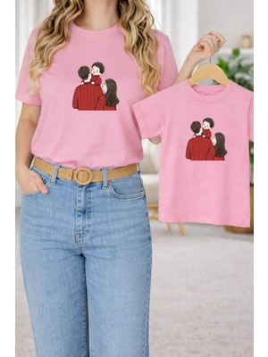 Vodexa Tişört Anne Kız Çocuk Kombin Oversize – Anne & Çocuk Twin Baskılı T-Shirt