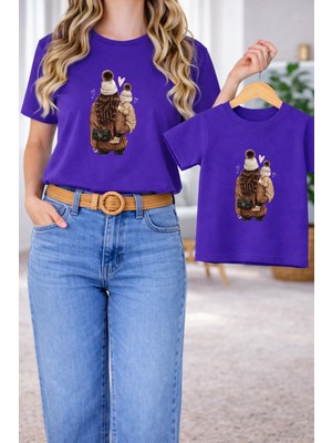 Vodexa Tişört Anne Unısex Çocuk Kombin Oversize – Anne & Çocuk Twin Baskılı T-Shirt