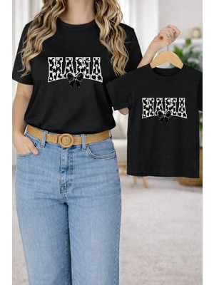 Vodexa Tişört Anne Kız Çocuk Kombin Oversize – Anne & Çocuk Twin Baskılı T-Shirt