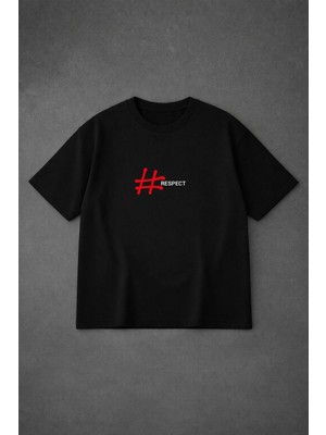 Vodexa Ünisex Oversize T-Shirt Respectt Baskılı %100 Pamuk Tişört Rahat Kalıp