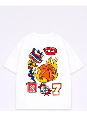Vodexa T-Shirt Oversize Unısex %100 Pamuklu Rahat Kalıp Baskılı Tişört