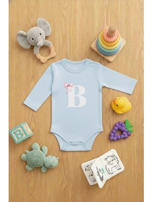 Vodexa Bebek Zıbın Çıtçıtlı Body %100 Pamuk B Harfi Baskılı