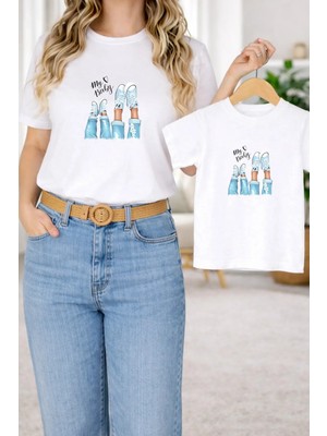 Vodexa Anne Kız Çocuk Kombin Oversize Tişört – Anne & Çocuk Twin T-Shirt My Baby Baskılı