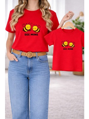 Vodexa Tişört Anne Kız Çocuk Kombin Oversize – Anne & Çocuk Twin Baskılı T-Shirt