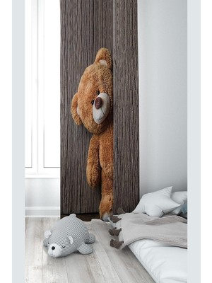 Pelangi Kahve Ayıcık Desenli Dijital Baskı Yıkanabilir Bebek Çocuk Odası Fon Perdesi, Kahve 70 x 240