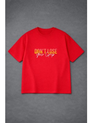 Vodexa Ünisex Oversize T-Shirt Dont Lose Baskılı %100 Pamuk Tişört Rahat Kalıp