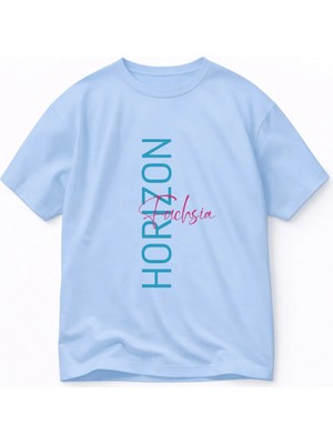 Vodexa Ünisex Oversize T-Shirt Horızon Baskılı %100 Pamuk Tişört Rahat Kalıp