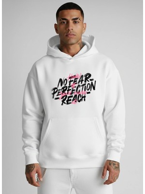 Vodexa Kapüşonlu Erkek Sweatshirt No Fear Baskılı Unısex Oversize %100 Pamuklu Hoodie