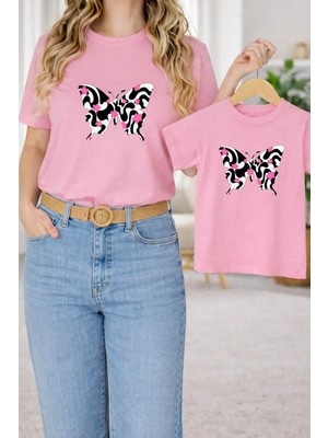 Vodexa Tişört Anne Kız Çocuk Kombin Oversize – Anne & Çocuk Twin Baskılı T-Shirt