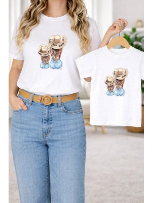 Vodexa Tişört Anne Kız Çocuk Kombin Oversize – Anne & Çocuk Twin Baskılı T-Shirt