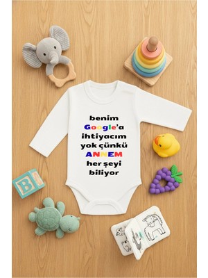 Vodexa Bebek Zıbın Çıtçıtlı Body %100 Pamuk Google Ihtiyaç Yok Baskılı