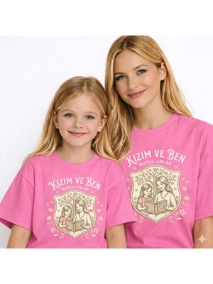 Vodexa Anne Kız Çocuk Kombin Oversize Tişört – Anne Çocuk Twin T-Shirt Kızım ve Ben Baskılı