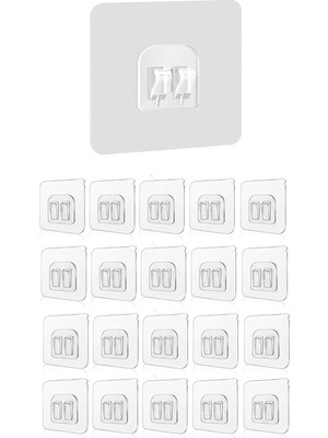 Smartizi 20'li Çiftli Banyo Köşe Rafı Yedek Sticker (60X60MM) - 20 Parça Mega Ekonomik Paket Güçlü Raf Tutucu Seti