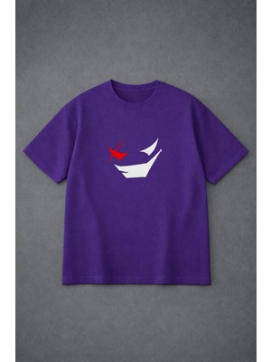 Vodexa T-Shirt Unisex Devil Baskılı %100 Pamuk Tişört Oversize Rahat Kalıp