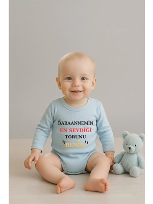 Vodexa Bebek Zıbın Çıtçıtlı Body %100 Pamuk Babaannemin Torunu Baskılı