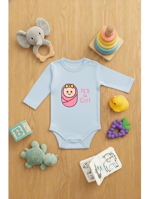 Vodexa Bebek Zıbın Çıtçıtlı Body %100 Pamuk Its Gırl Baskılı
