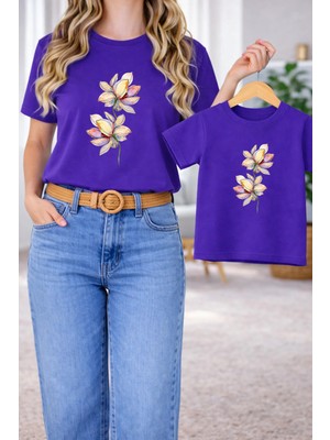 Vodexa Tişört Anne Kız Çocuk Kombin Oversize – Anne & Çocuk Twin Baskılı T-Shirt