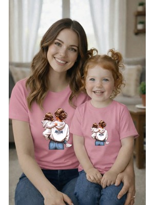 Vodexa Anne Kız Çocuk Kombin Oversize Tişört – Anne & Çocuk Twin T-Shirt Mom Baskılı