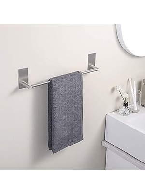 Deltahome Paslanmaz Çelik 50CM Havluluk Havlu Askısı - Yapışkanlı Sistem - Inox - Delmek Yok - Vida Yok Anında Kolay Montaj