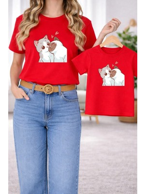 Vodexa Tişört Anne Kız Çocuk Kombin Oversize – Anne & Çocuk Twin Baskılı T-Shirt