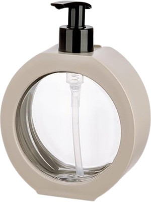 Yuvarlak Şekilli Şık Sıvı Sabunluk & Deterjanlık Sıvı Sabun Haznesi Banyo Sabunluğu Mutfak Deterjanlığı Deterjan Haznesi 350 ml (Krem)
